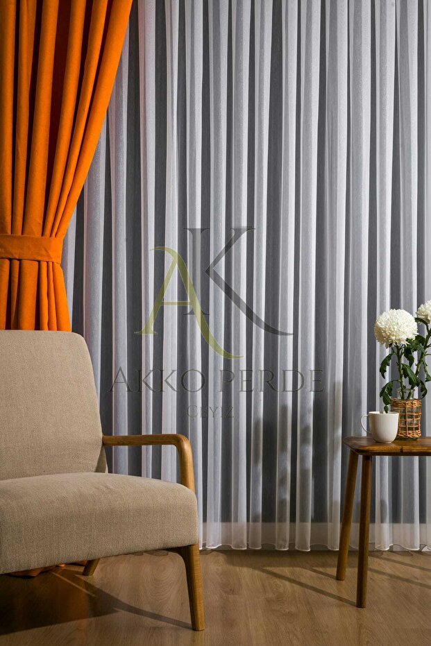 Thick Bamboo Seyrek Pleated 1X2 Tulle Curtain Salon Balcony Kitchen Tulle