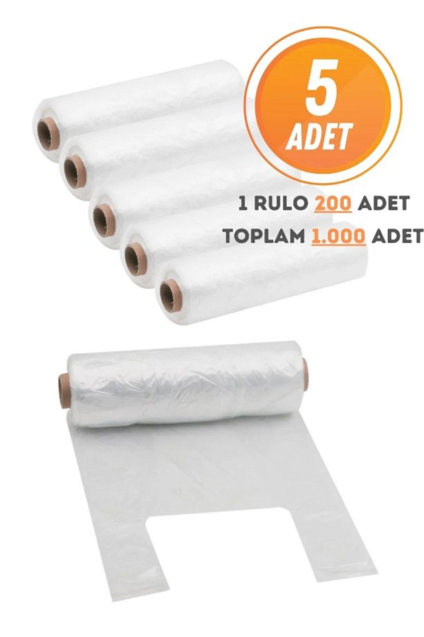1000 ADET Rulo Market Manav Poşeti BÜYÜK BOY (Meyve Sebze Bakkaliye Fırın Poşeti) Şeffaf Rulo Poşet - 1