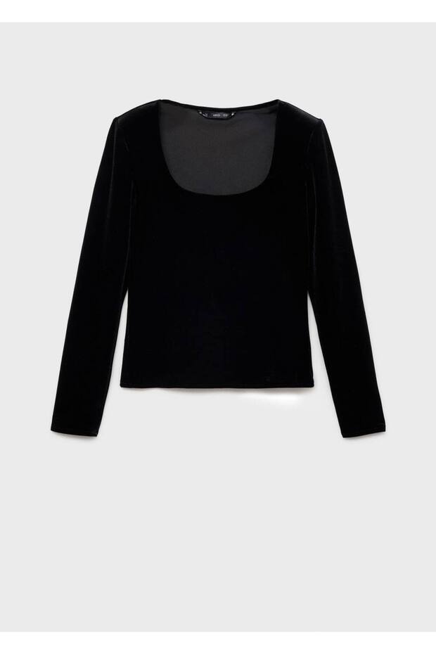 Dekolte kadife tişört - 3