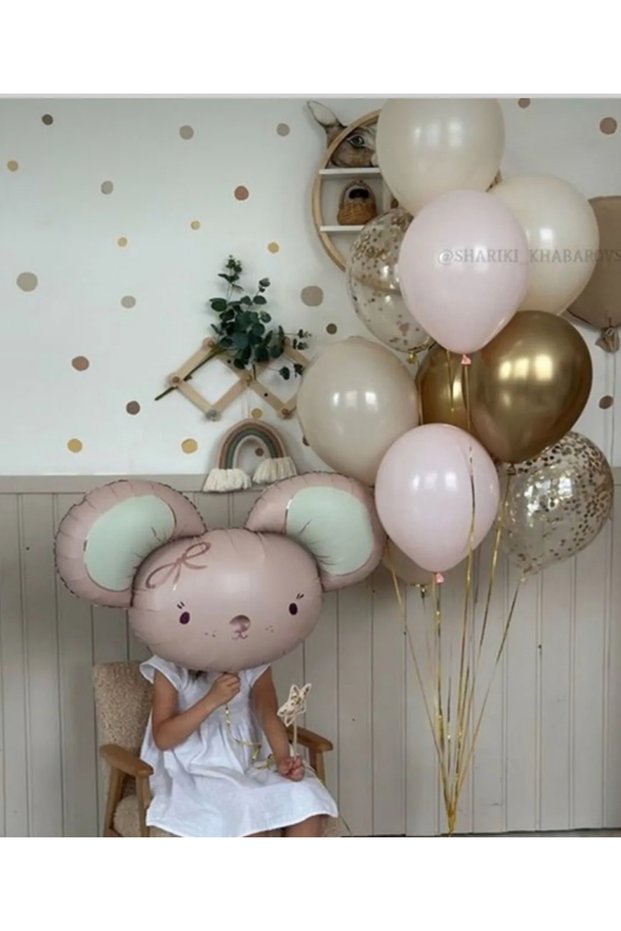 Cute Mouse Concept Pink Mouse Balloon Set Mouse Balloon Birthday Balloon Bouquet 11 Pieces