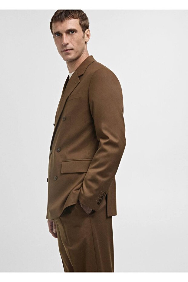 Double Breasted Button Slim Fit Blazer Jacket - 6