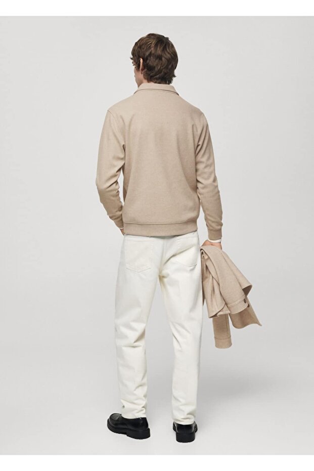 Regular kesim polo kumaş sweatshirt - 4