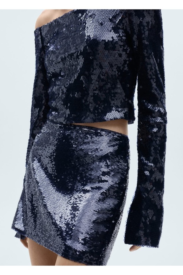 Payetli mini etek - 1