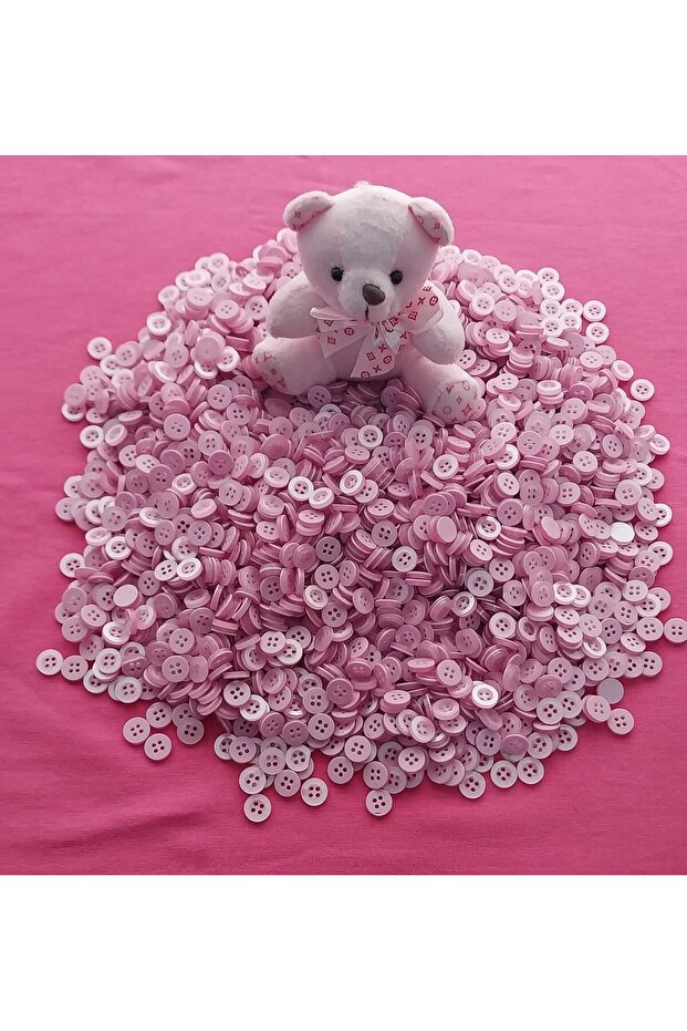 Pink Color 1 cm Diameter Polyester Button 50 Pieces.