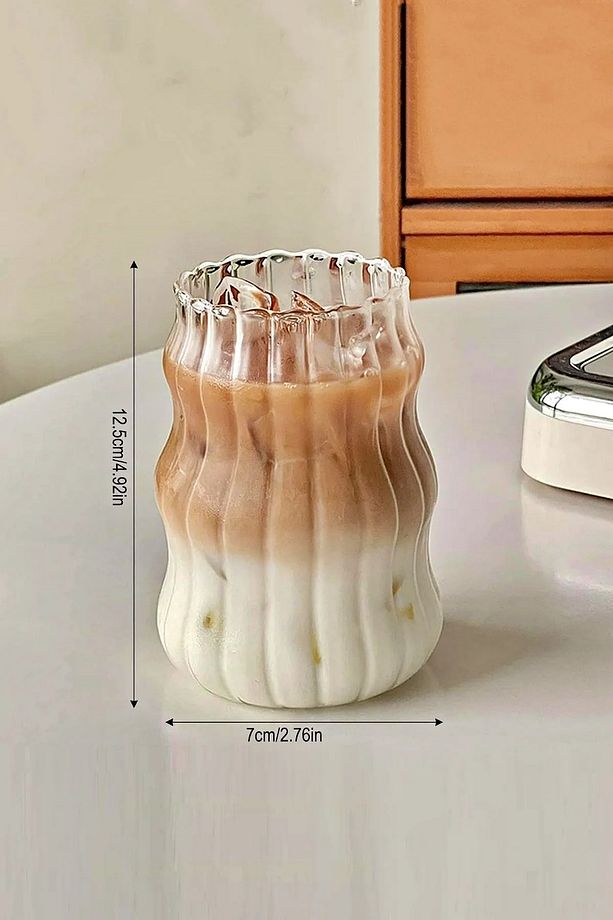 2li Pipetli Sukabağı Şekli Latte Bardak Seti Iskandinav Tarz Cam Bardak Kahve Kokteyl Sunum Bardağı - 4