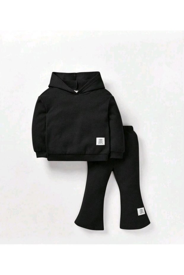 Girl's Hooded Long Sleeve Sweatshirt and Spanish Pants Top and Bottom Set