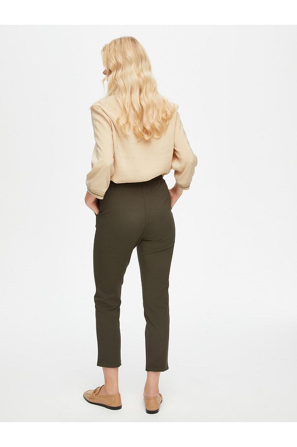 Önü Dikişli Slım Fit Diagonal Doku Örme Pantolon 69485 - 5