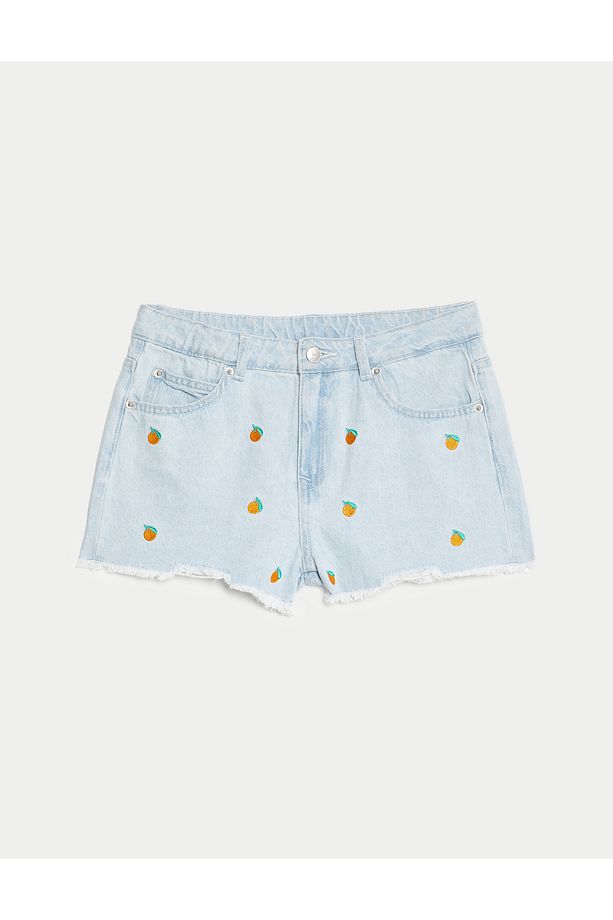 Saf Pamuklu Regular Fit Denim Şort (6-16 Yaş) - 5