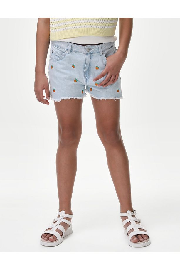 Saf Pamuklu Regular Fit Denim Şort (6-16 Yaş) - 3