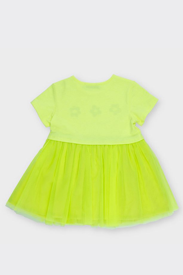 Kız Bebek Baskı Detaylı Örme Sarı Elbise - 2