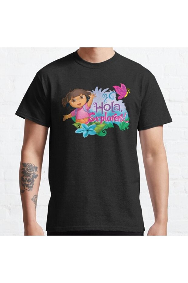 Loose Fit Unisex Dora The Explorer Spring Butterfly Hola Butterfly Design Printed T-shirt