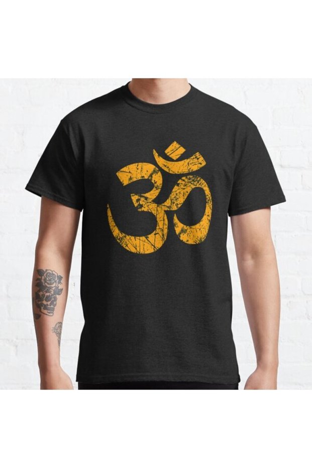 Unisex Om Yoga Spiritual Printed T-shirt - Loose Fit, Distressed Style
