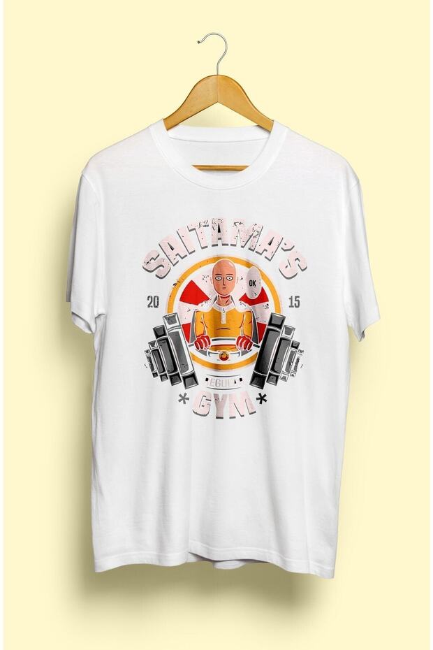 Unisex Loose Fit One Punch Saitamas Gym Anime Character Design Printed T-Shirt