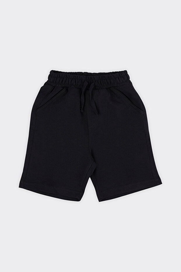 Unisex Children's Elastic Waist Black Knitted Shorts