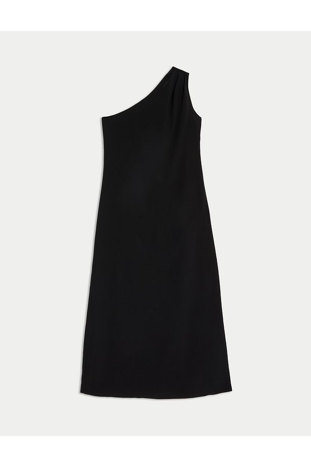 Regular Fit Tek Omuz Midi Elbise - 5