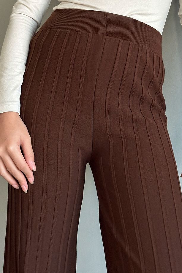 Kalın Fitilli Acı Kahve Triko Pantolon - 2