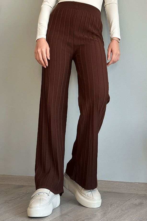 Kalın Fitilli Acı Kahve Triko Pantolon - 4