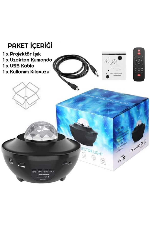 Yıldızlı Bluetooth Hoparlör Tavan Projektör-galaksi Lazer Işık Ve Led Disko Topu Parti Gece Lambası - 8