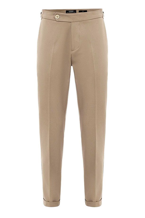 Bej Yüksek Bel Regular Fit Erkek Pantolon - 7