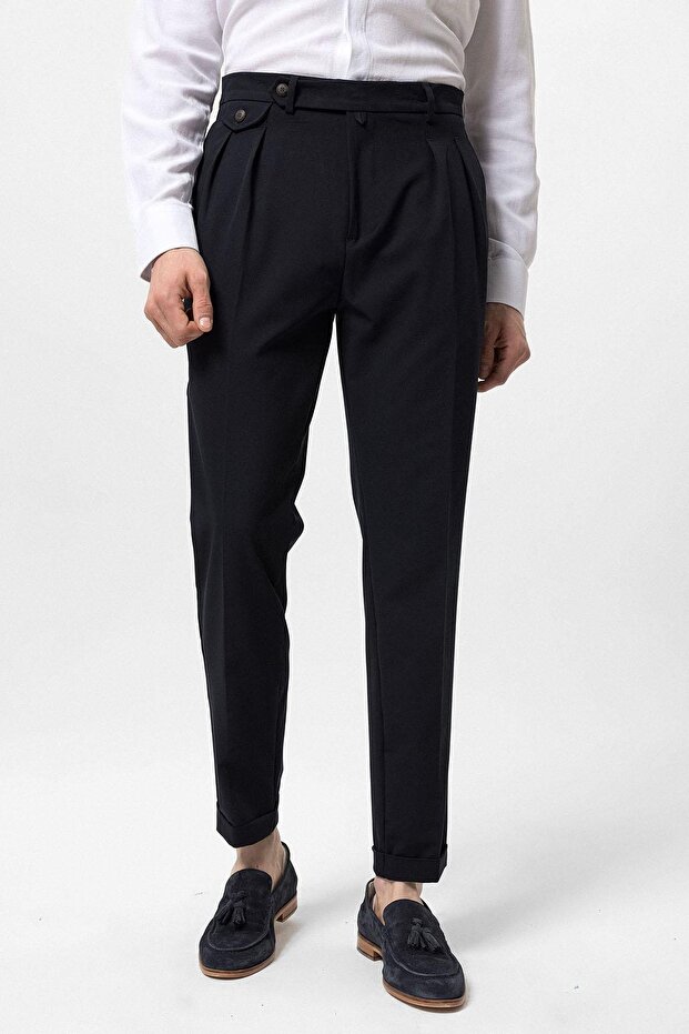 Pleated high waist men's pants