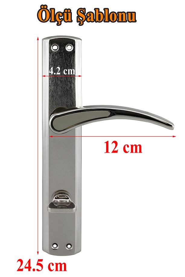 Atlas WC Banyo Kapı Kolu Nikel İnox Aynalı Sağa Sola Uygun İç Dış Wc Kapısı Kilitlenebilir 1 Takım - 2