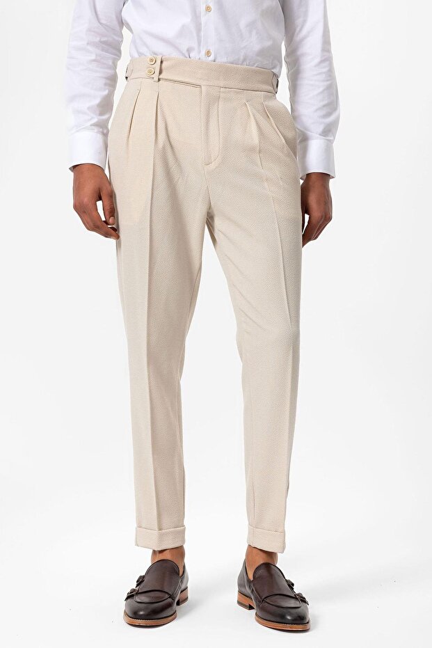 High-waisted pleated men's trousers