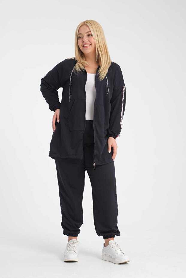 Plus Size Tomy Zippered Tracksuit Set