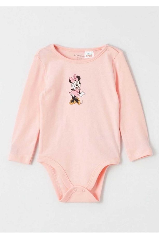 LCW baby Bisiklet Yaka Uzun Kollu Minnie Mouse Baskılı Kız Bebek Çıtçıtlı Body 2'li - 3