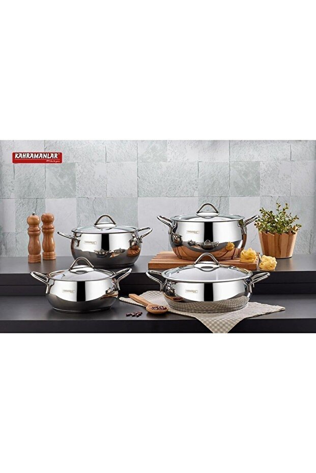 Elite Prime Silver 8-Piece Steel Cookware Set 8000