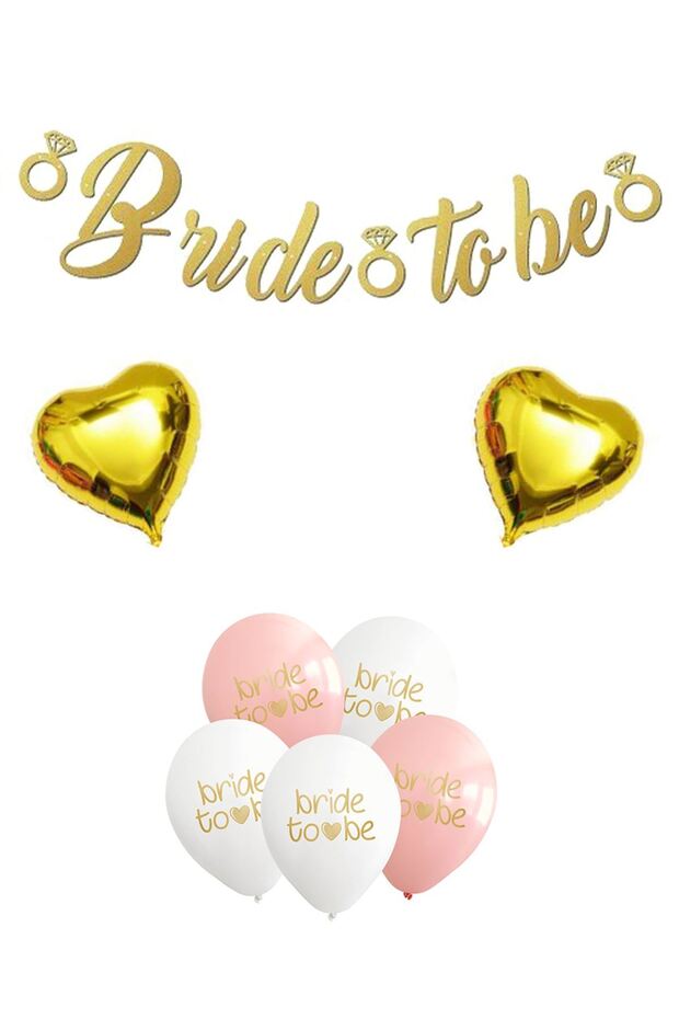 Gold Calligraphy Banner Bride to Be Heart Balloon Bride Party Balloon Ornament Set