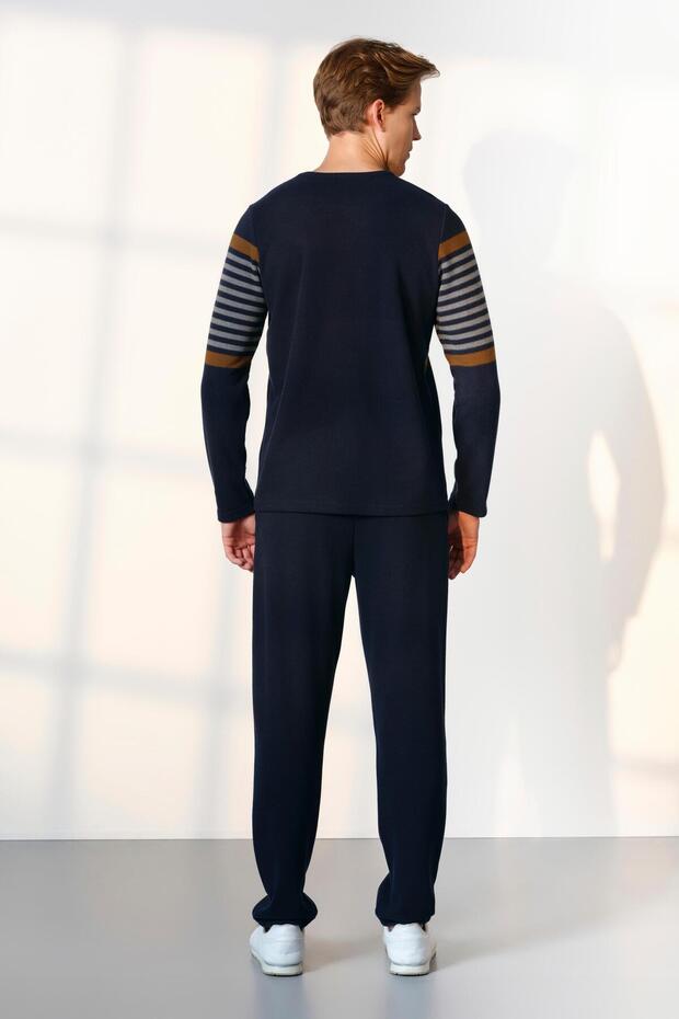Erkek Uzun Kol Jakarlı Lacivert Pijama Takım C6T4N5O4 - 2