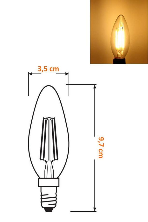 Ledvance 4,8W (40W) Dim Rustik Led Mum Ampul - Sarı Işık Işığı Ayarlanabilir - 3