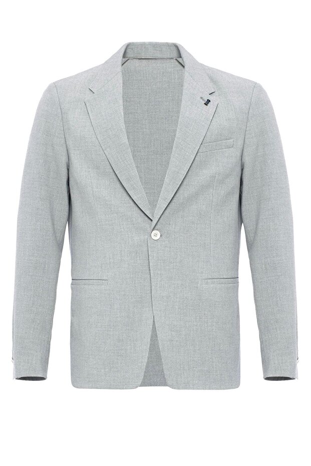 Gray Unlined Single Button Men's Blazer Jacket - 6