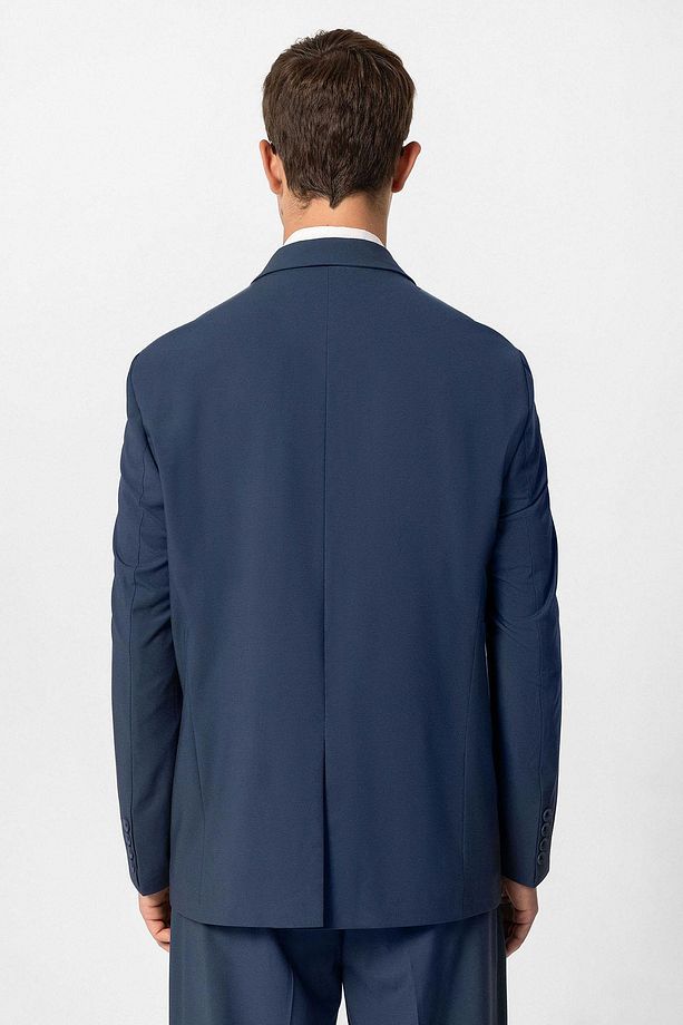 İndigo Tek Düğme Kruvaze Erkek Blazer Ceket - 6