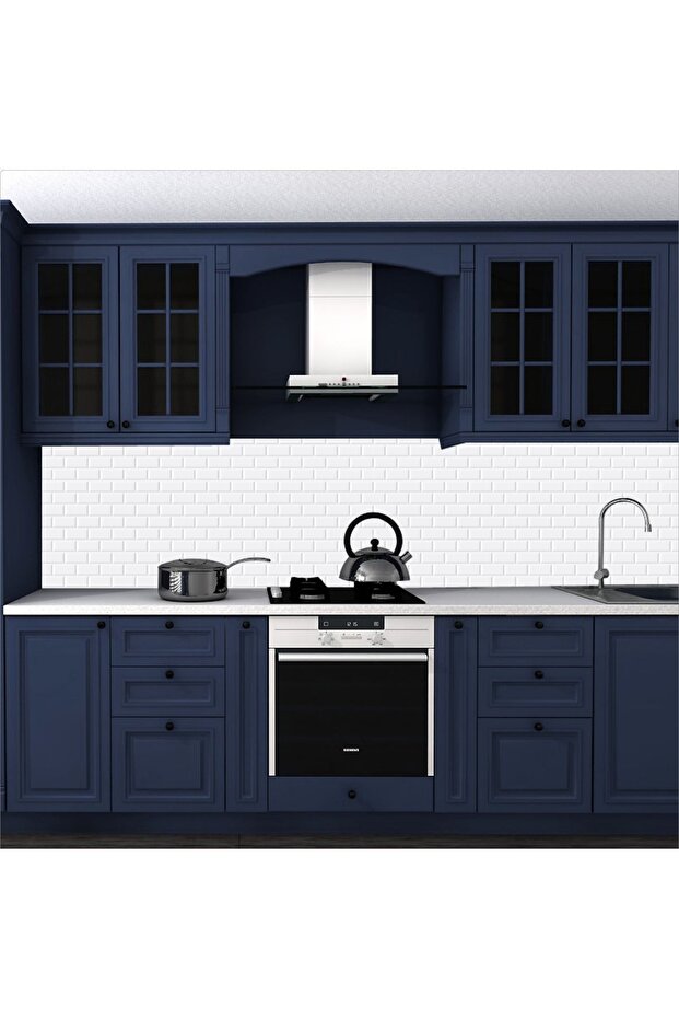 بلاط أبيض منقوش - ورق مطبخ لاصق 60 سم × 100 سم - 2