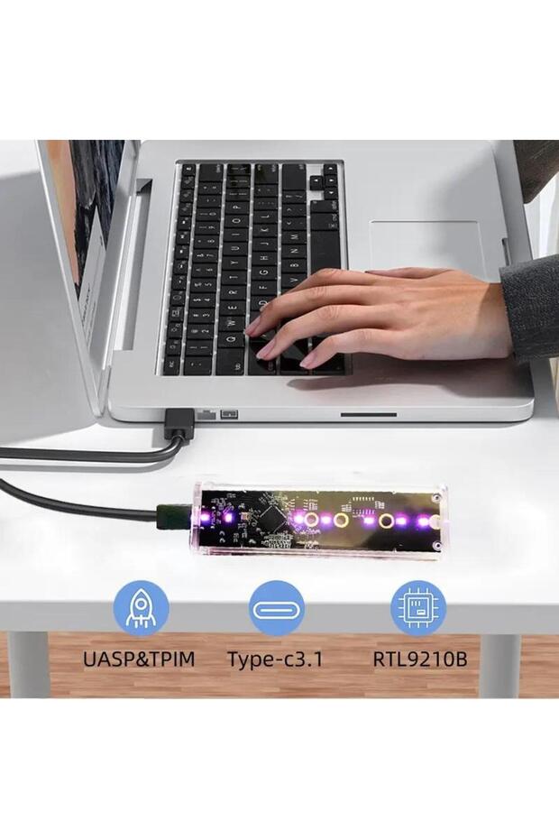 PrimeX PX-M2001 RGB M2 Sata, M2 NVMe SSD Kutusu, Type C USB3.0 NVMe SSD Kutusu ,NVMe M.2 SSD Hdd Kut - 5
