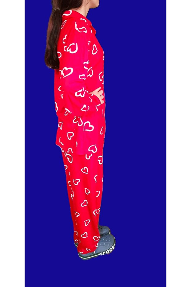 PİJAMA TAKIMI SUET KUMAŞ PUANTİYELİ ZERDA - 5