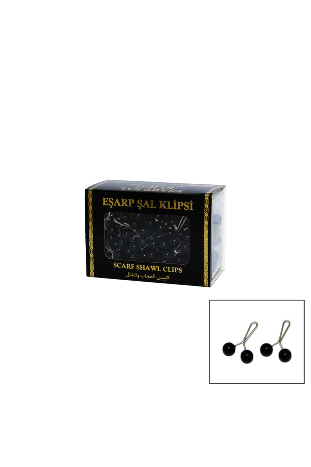 Black 100 Piece Scarf Headscarf - Shawl Clip (4887)