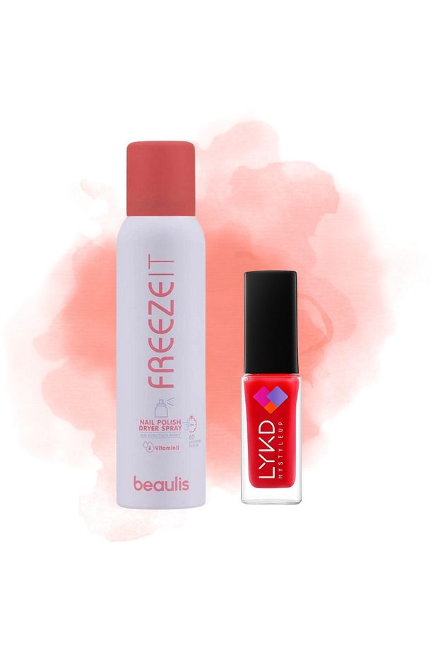 Beaulis Freeze It Oje Kurutucu Sprey 150 ml - LYKD Oje 311 Flaming 2li Set - 1