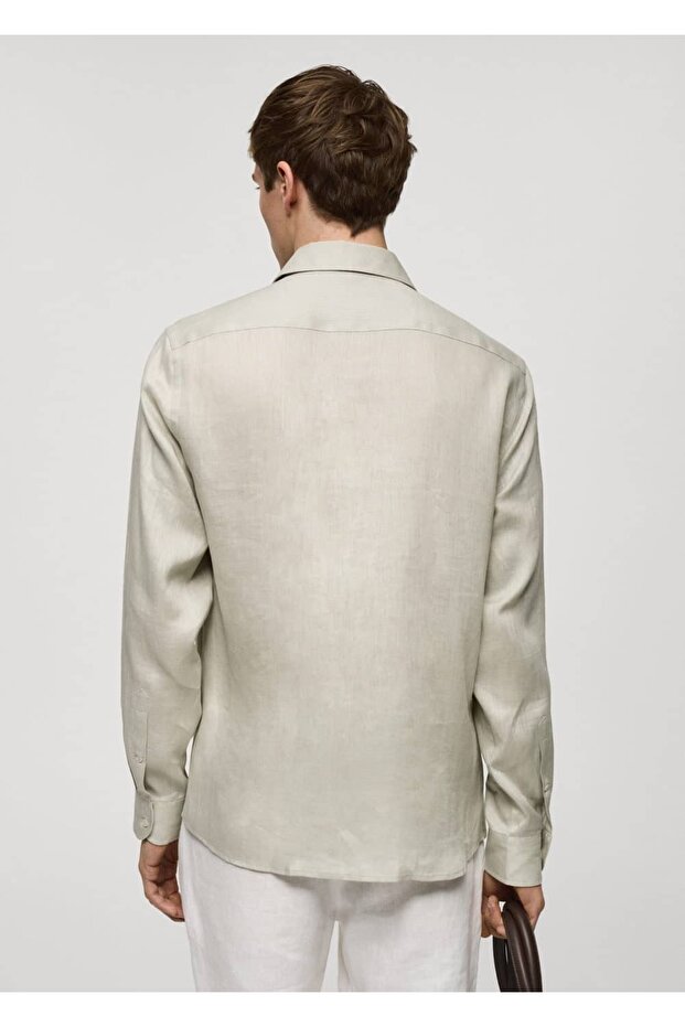 %100 keten regular kesim gömlek - 4