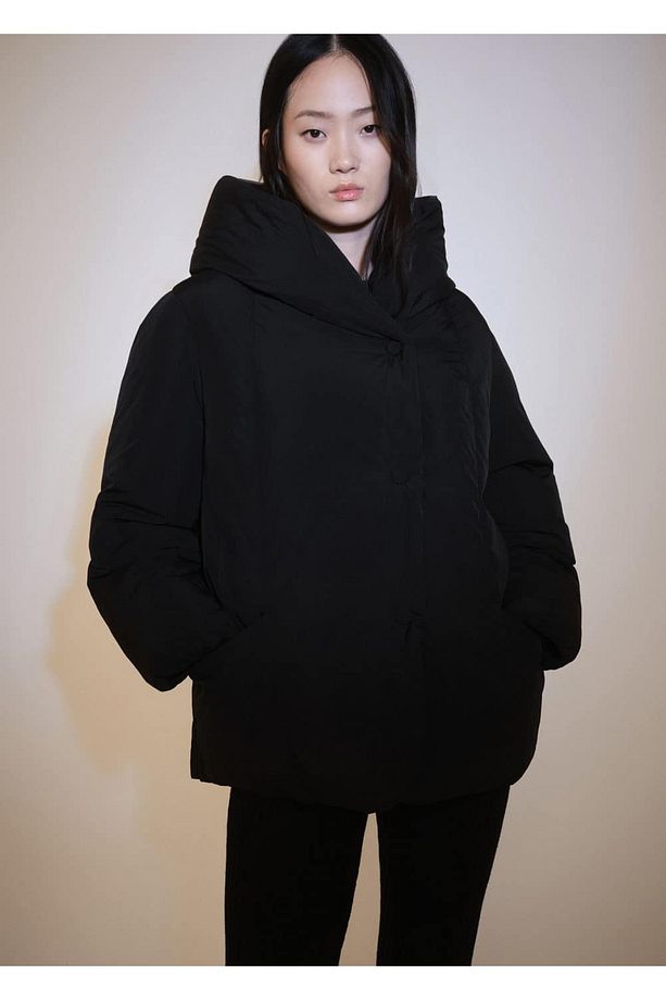 Kapüşonlu Kısa Kapitone Anorak - 1