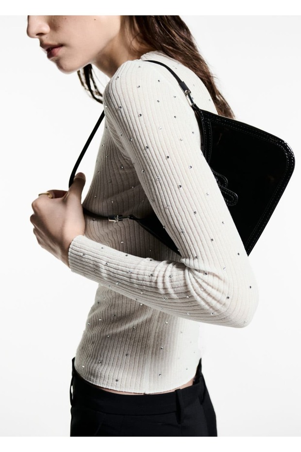 Kordelzugpullover mit Strassdetails - 7