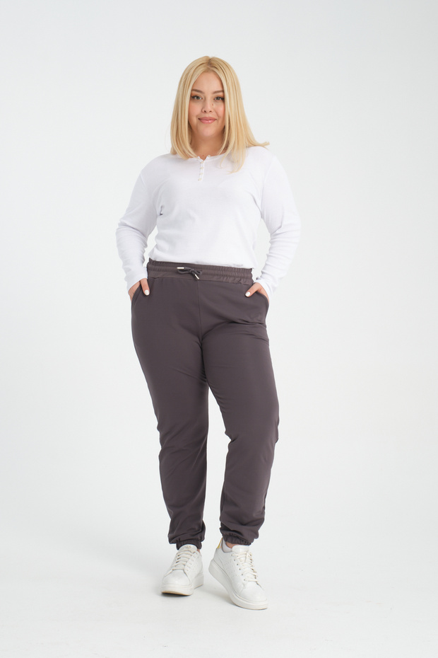 Curve Kışlık Jogger Cepli Dalgıç Kumaş Şardonlu Polar Eşofman Altı - 1