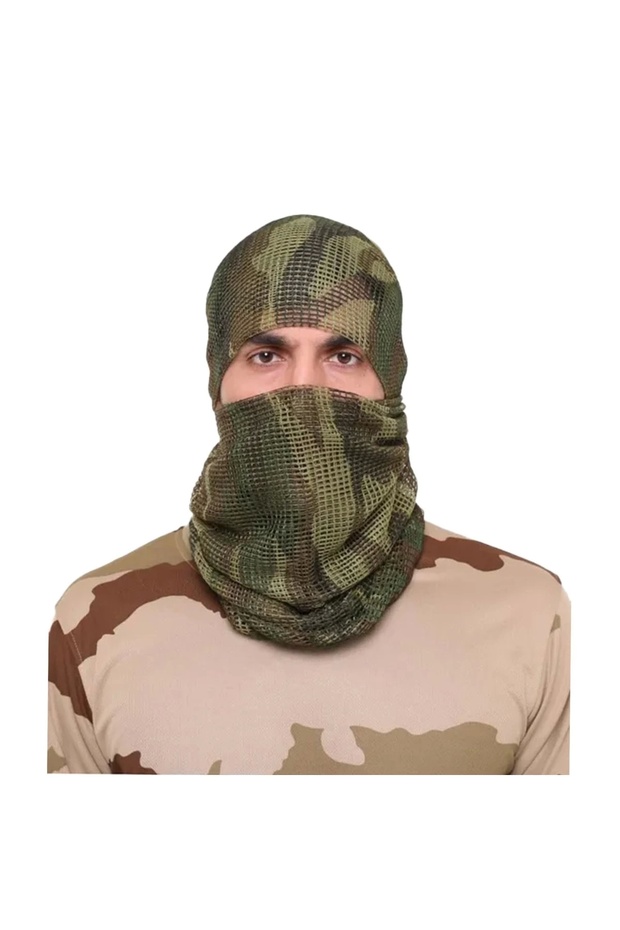 Askeri Kamuflaj Kare Fileli Askeri Şal, Fileli Puşi, Gizlenme Ağı Tactical File Fular - 1