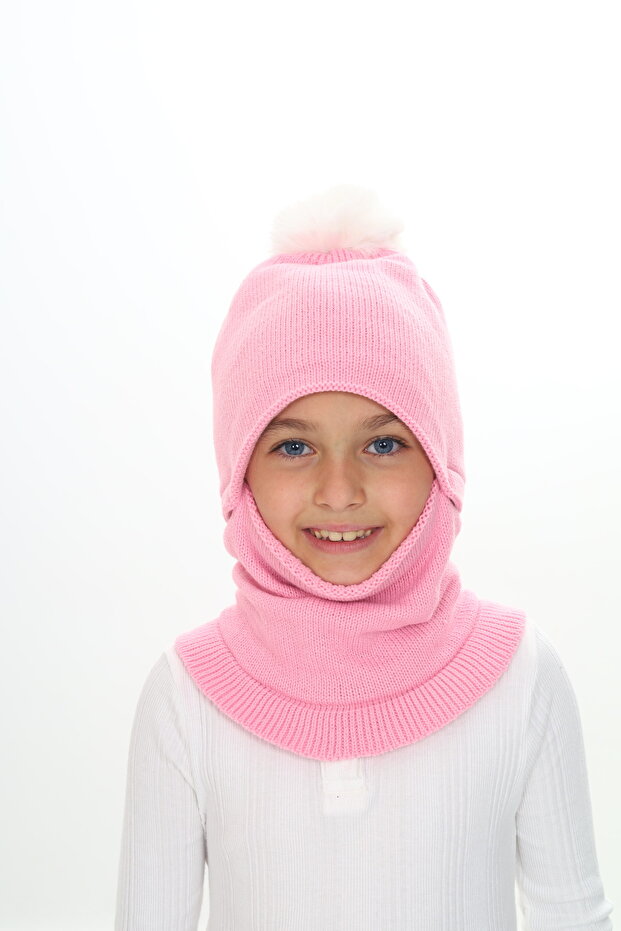 Kız Çocuk Bere Boyunluk Kar Maskesi 4-10 Yaş - 1