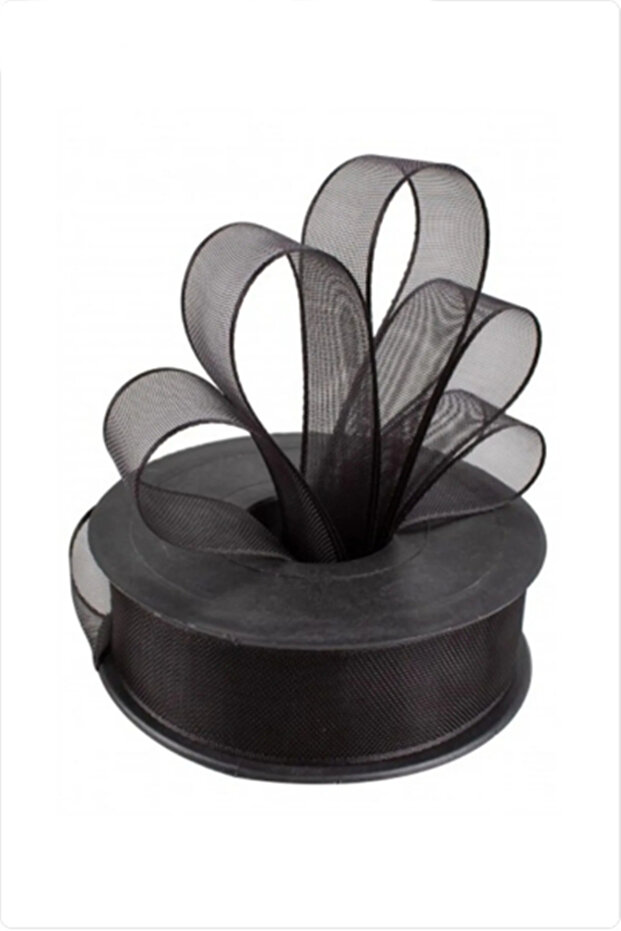 Black Chiffon Decoration Ribbon - 20 Meters, 2.5 cm