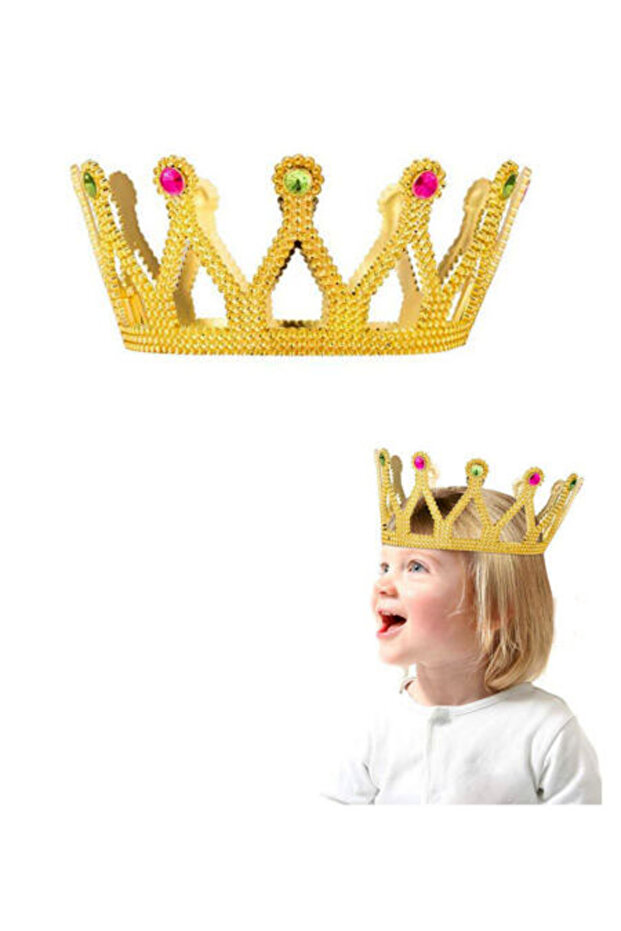 Go İthalat Gold Color Child and Adult Compatible Queen Crown Princess ...
