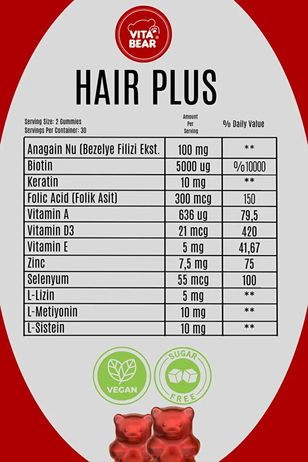 Hair Plus Vegan 60 Gummies - 2