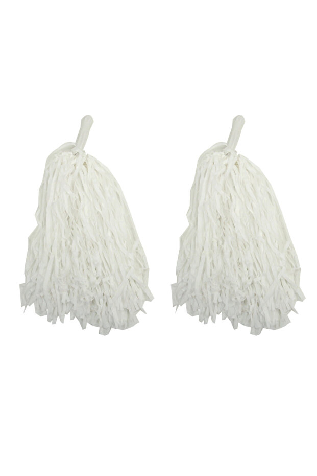 1 Pair (2 Pieces) White Color April Fool's Day Pompom (4940)