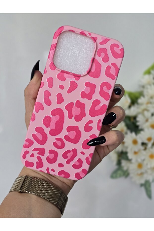 حافظة متوافقة مع هاتف Iphone 16 PRO مخملية داخلية بطبعة جلد الفهد - 2